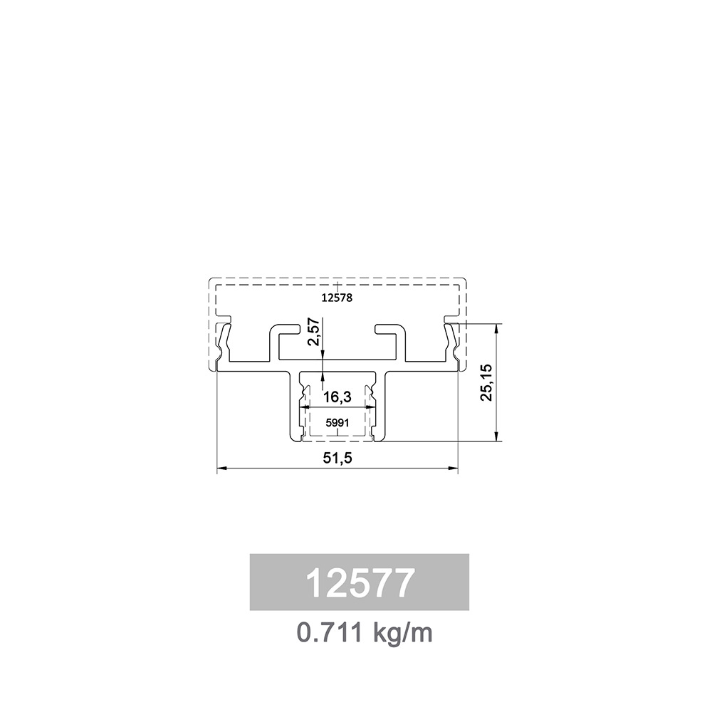 0.711 kg/m Moduler Railing Systems Profile
