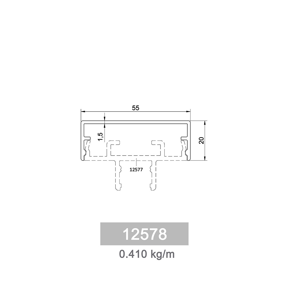 0.410 kg/m Moduler Railing Systems Profile