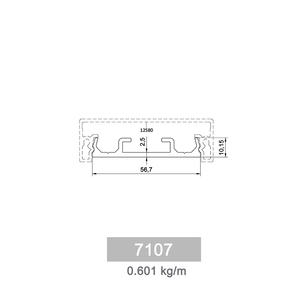 0.601 kg/m Moduler Railing Systems Profile