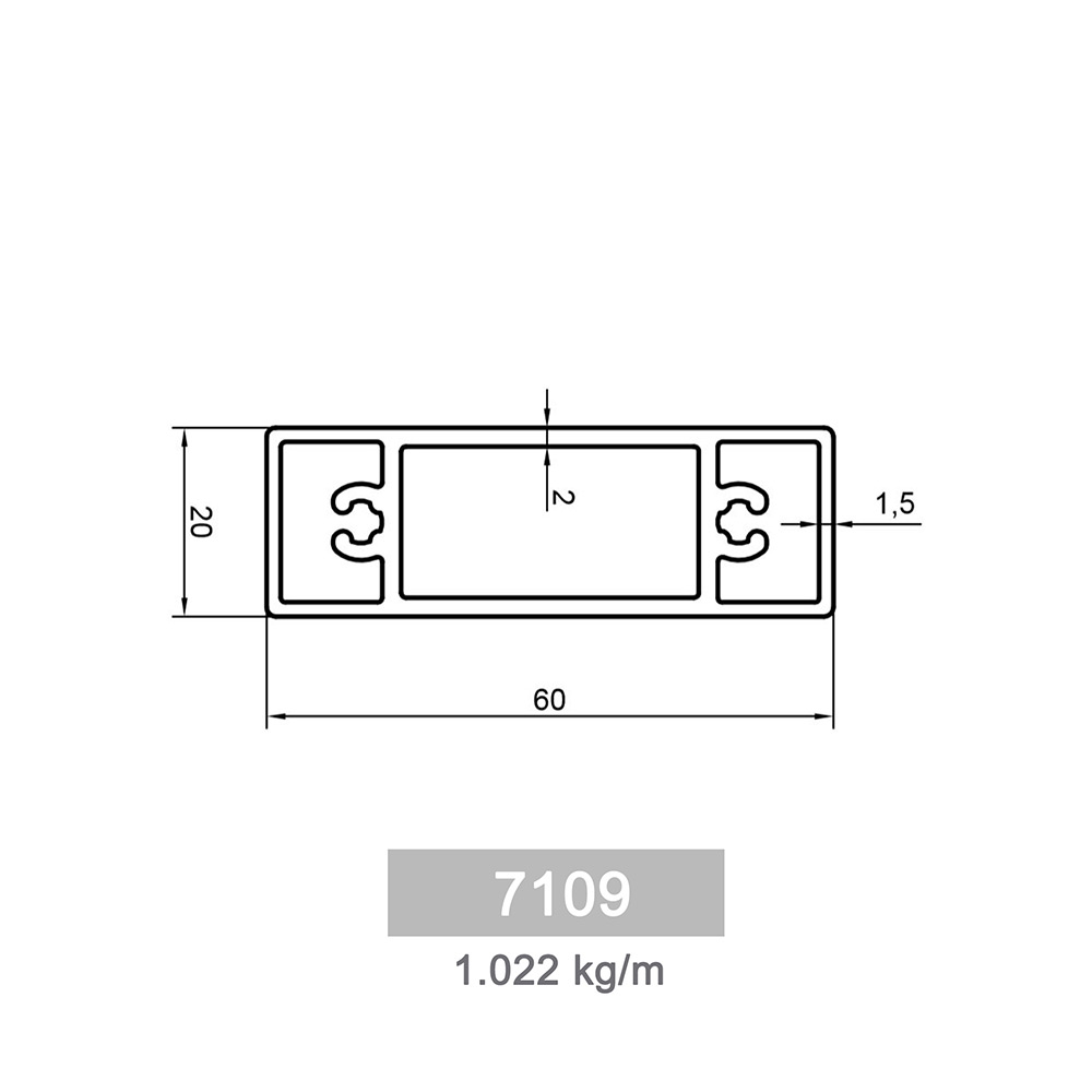 1.022 kg/m Moduler Railing Systems Profile