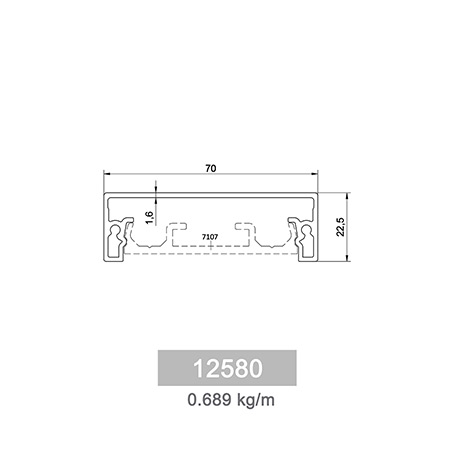 0.689 kg/m Moduler Railing Systems Profile